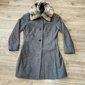 Jacob‎ Wool Coat Womens Size M Grey Faux Fur Dress Jacket